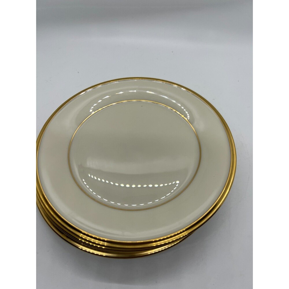 4 Lenox Eternal Gold Rim Bone China bread plate 6 1/2” ivory small fine